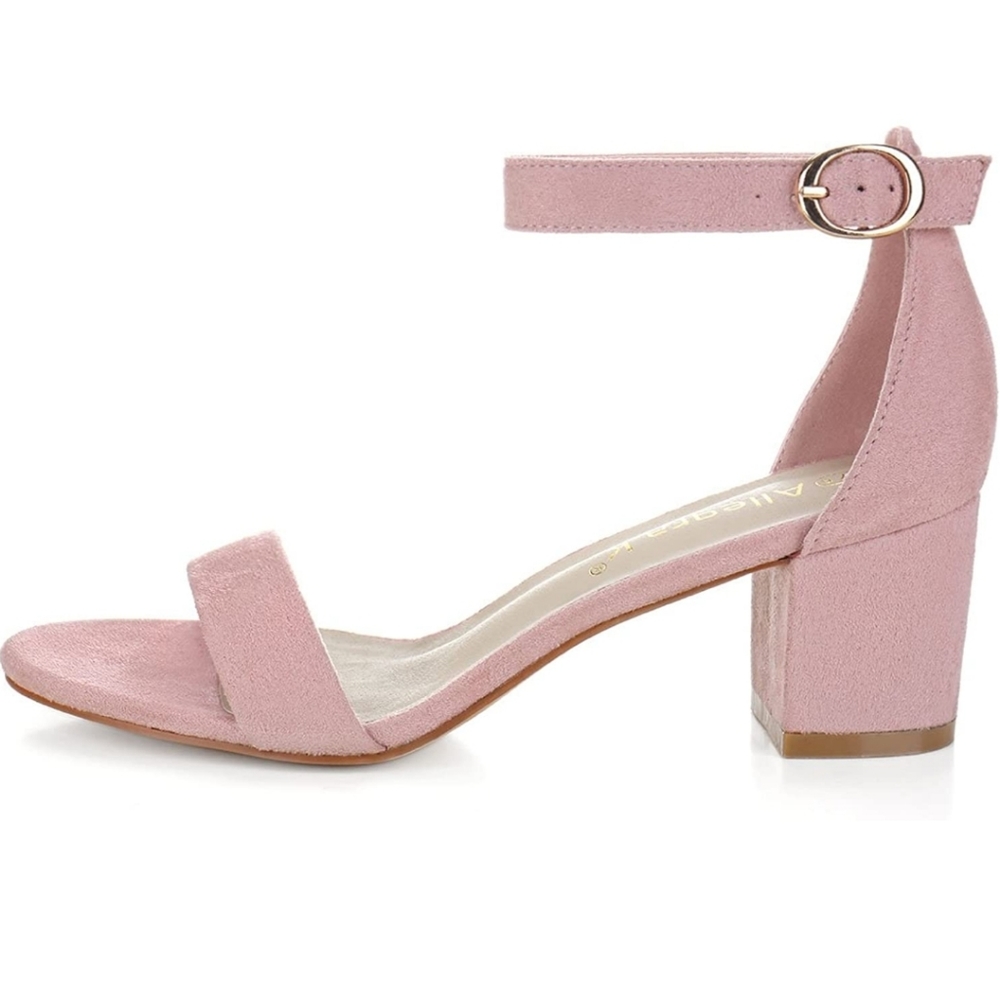 Light Pink Faux Suede chunky heels